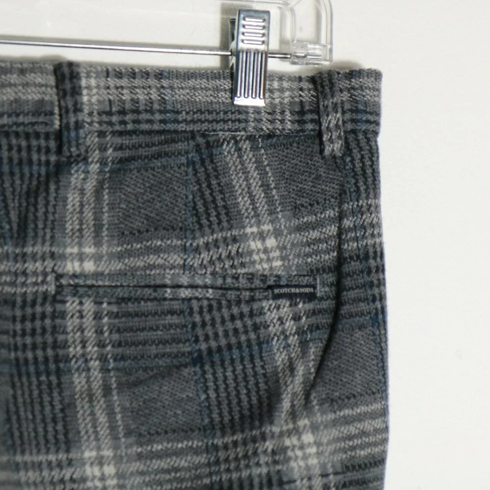 Scotch & Soda Mott Plaid Trouser Pants Mens 29x28 Blue Cotton Work Office Preppy